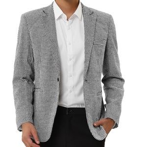Lars Amadeus Black & White Houndstooth Single Button Blazer Size M